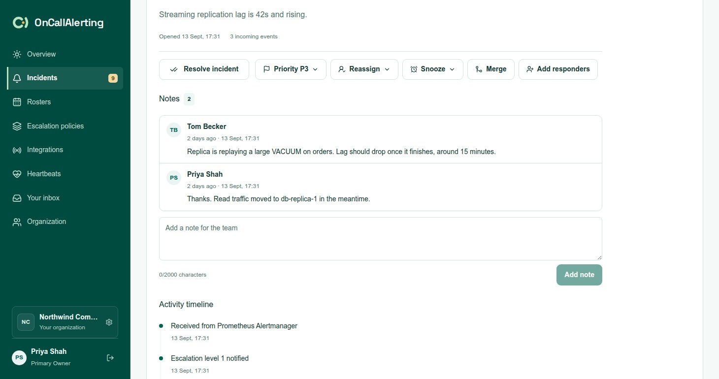 The Notes section of an incident, with notes showing author and time, and the form to add a note