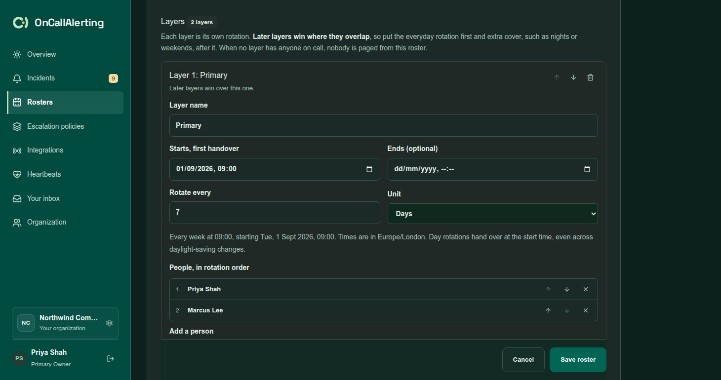 The Layers section of the roster editor with two layers and the note that later layers win where they overlap