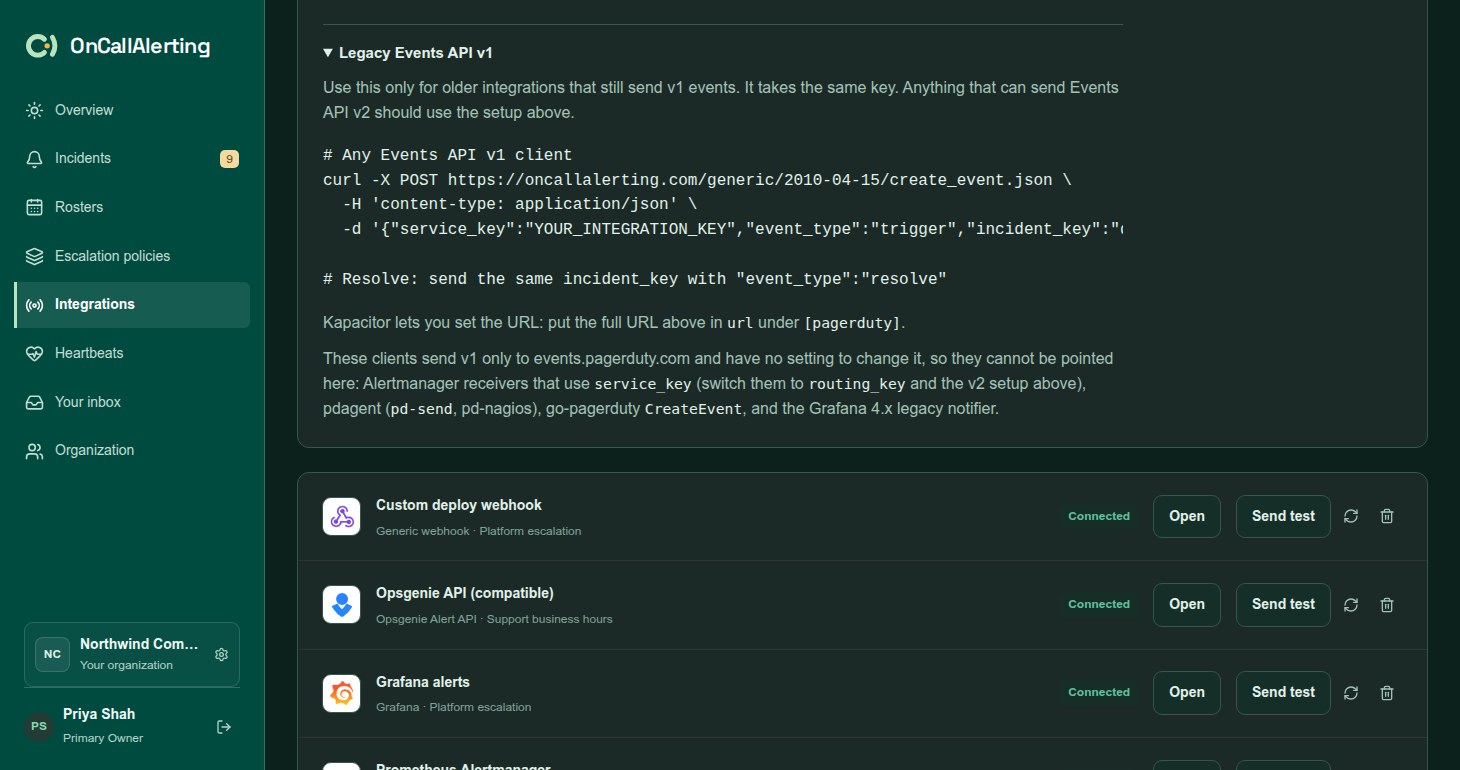 The Legacy Events API v1 section expanded on a PagerDuty-compatible source, with a curl example
